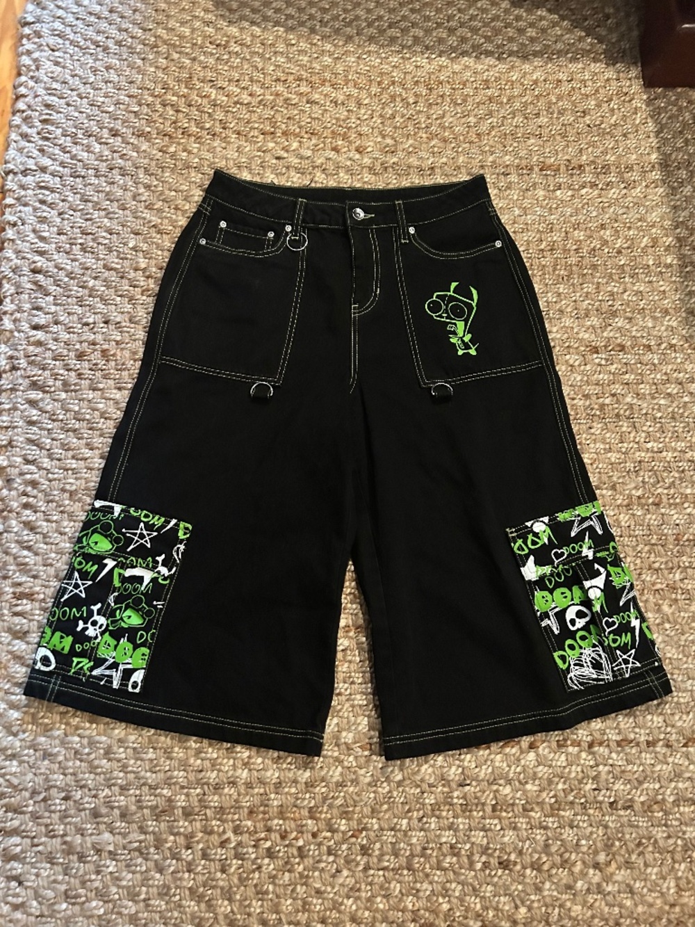 Invader Zim GIR Wide Leg Cargo Jorts Size 7